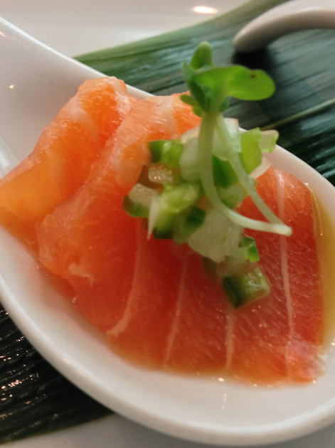 salmon sashimi at dinings