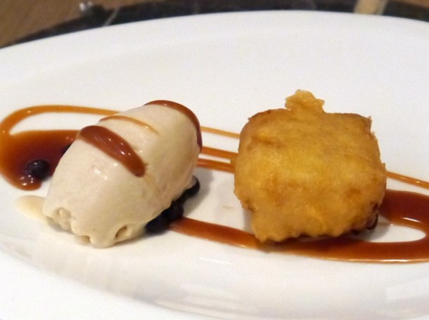 fried condensed milk dessert at bo london