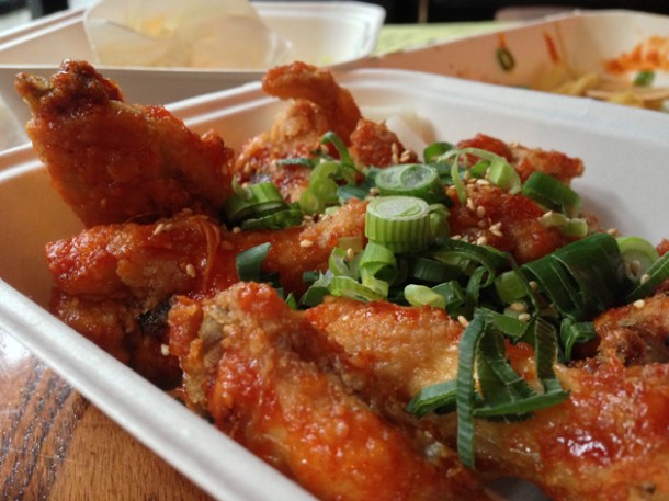 korean fried chicken wings at kimchi cult