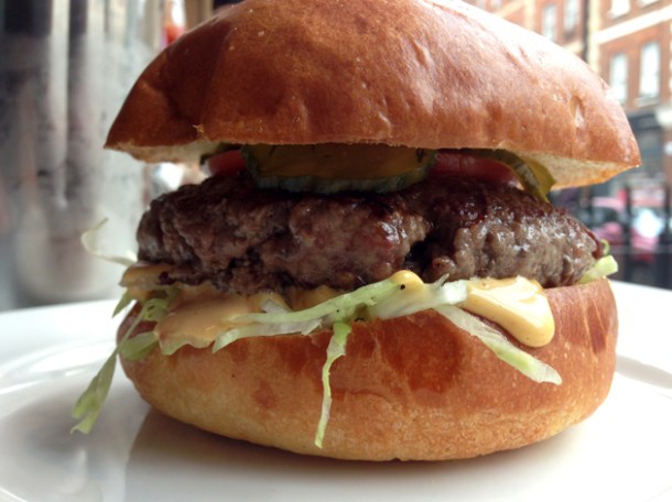 burger at burger and shake