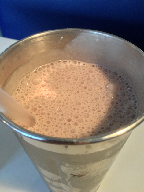 chocolate milkshake at burger and shake