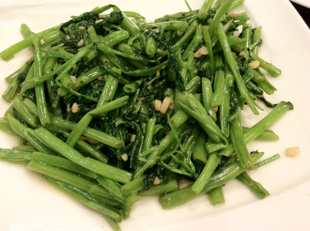 greens and shallots at shin yeh