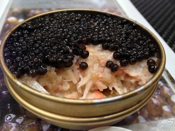 caviar, crab meat and lobster jelly at la cuisine de joel robuchon