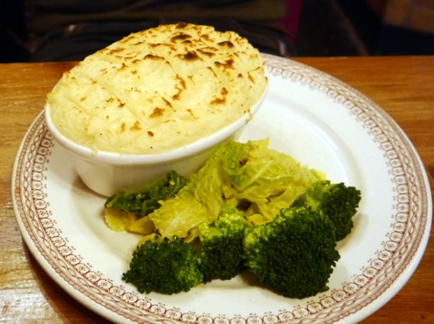 vegetable and mozzarella pie at the coach and horses