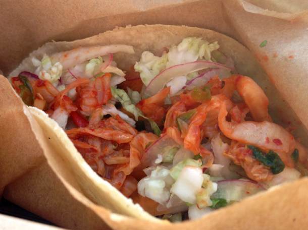 kimchi pork taco at ambriento