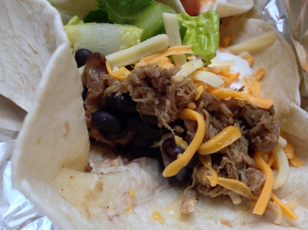 beef taco at burro burrito