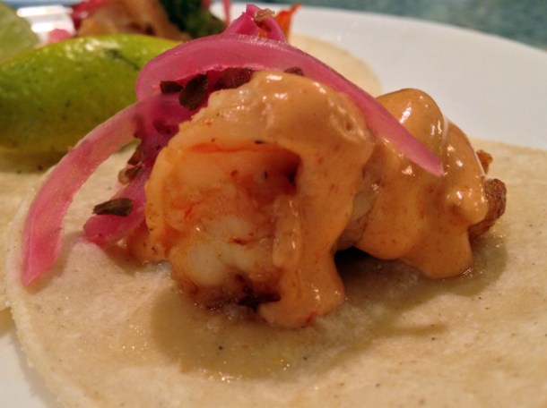 prawn tacos at la bodega negra