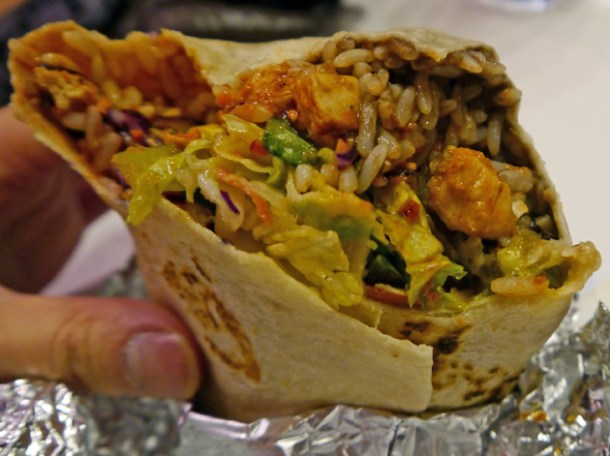 chicken and chorizo burrito from santana grill