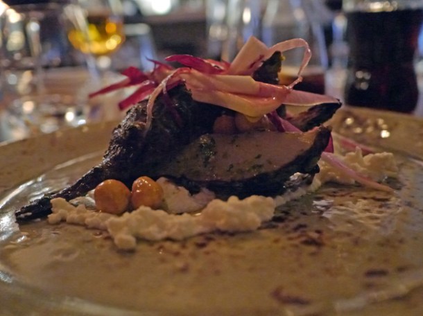 jerusalem artichokes with goat's curd and hazelnuts at pizarro