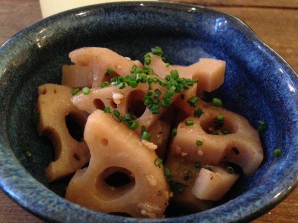 sauteed lotus root at kirazu