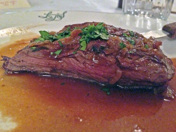 bavette flank steak medium rare at les deux salons