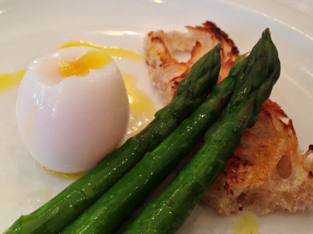 gull's egg with asparagus at bonnie gull