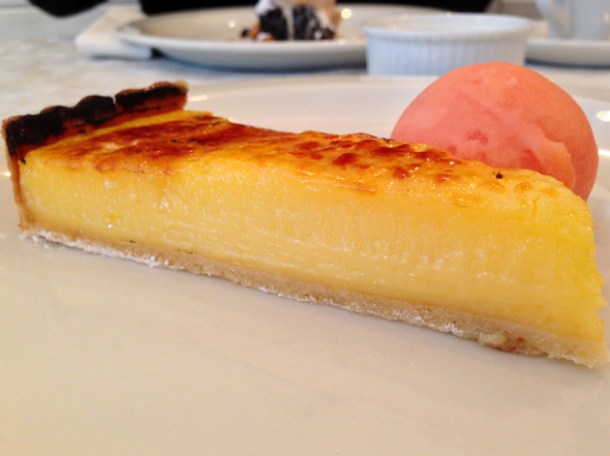 lemon curd tart with blood orange sorbet at bonnie gull