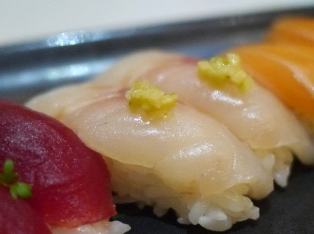 sea bass nigiri sushi at inamo piccadilly