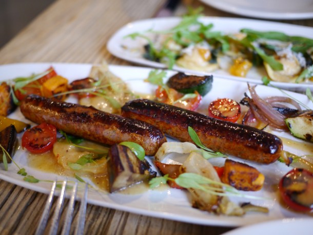 vegetarian merguez sausages at grain store king's cross