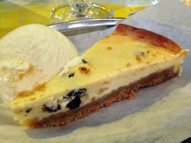 rum and raisin cheesecake at rub slow food diner