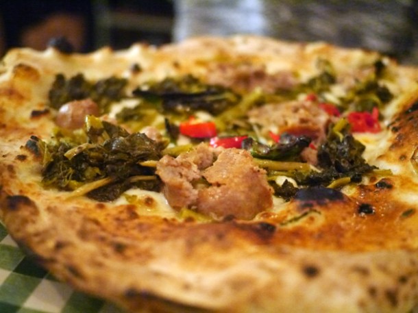 fennel sausage and broccoli pizza at pizza pilgrims
