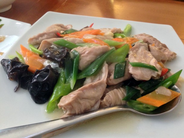 stir fried pig intestines at oriental dragon