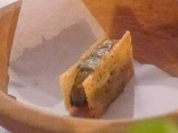 aubergine caviar sandwich at the clove club