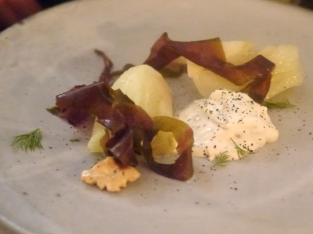 fennel, seaweed, walnuts and creme fraiche at the clove club