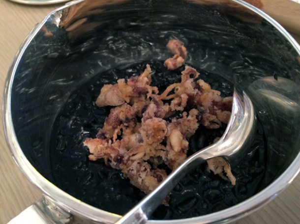 squid ink risotto with squid at berners tavern