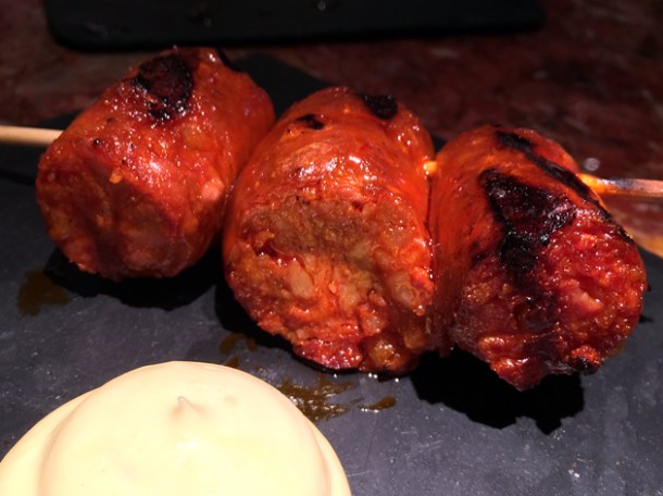 chorizo skewer at ember yard