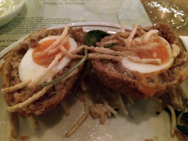 pig trotter scotch egg at ape and bird