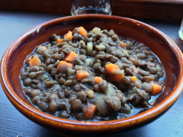 lentils braised in red wine at blackfoot
