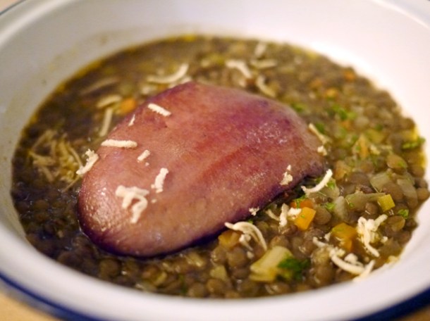 ox tongue with lentils at boopshi's