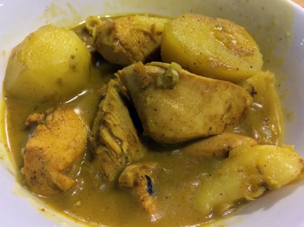 chicken curry with baguette at aobaba elephant and castle