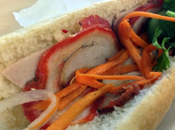 close up of classic banh mi from chi