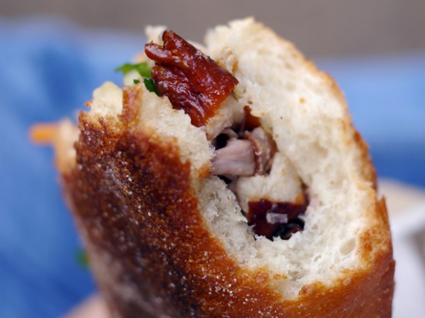 roast duck banh mi from keu