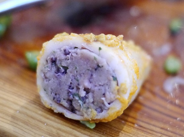 close up of stuffed baby squid at sardo