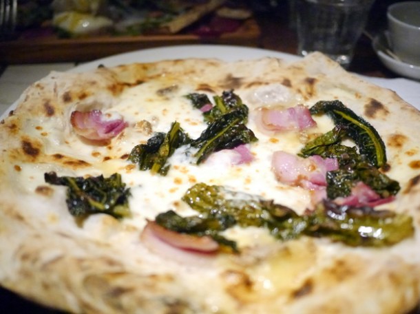 pancetta, stilton and cavolo nero pizza at franco manca tottenham court road