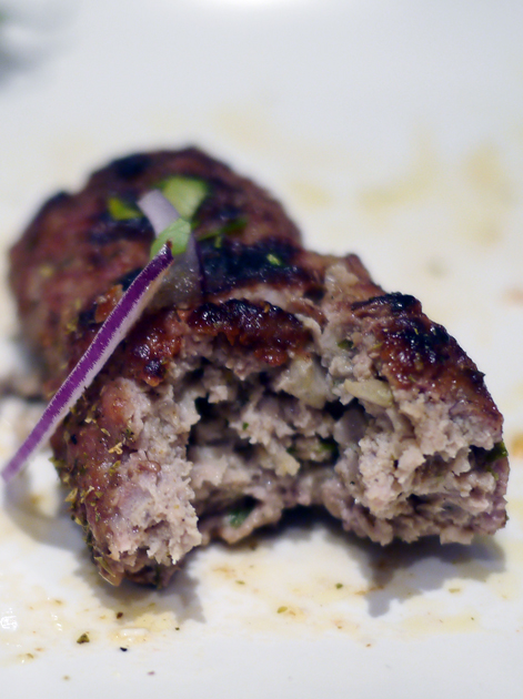 close up of lamb souvlaki at 21 bateman street