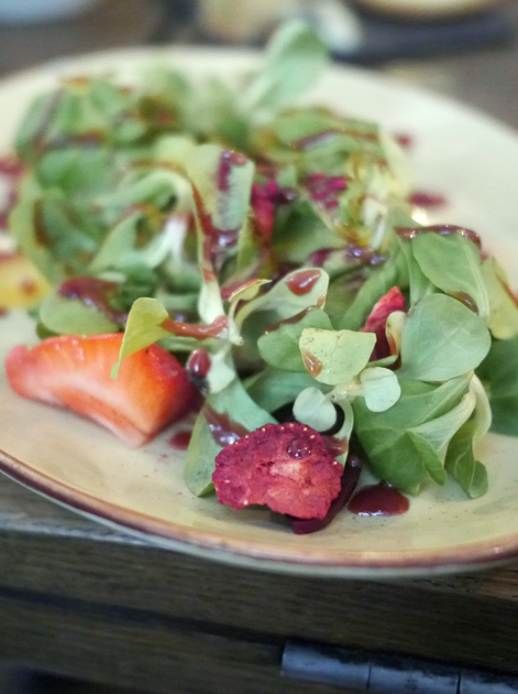 salad of avocado, apples, beetroot and strawberries at iberica great portland street