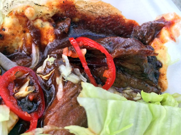 close of smoked pork cheek from bbq lab
