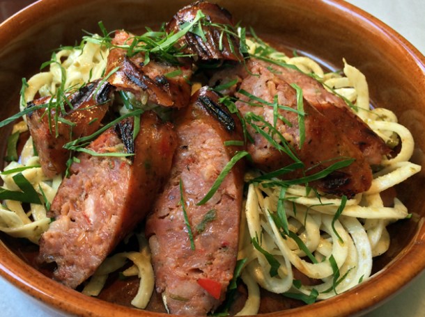 wild boar sausage at opso
