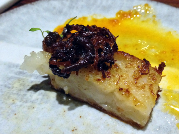 fried turnip cake with XO sauce at bo lang