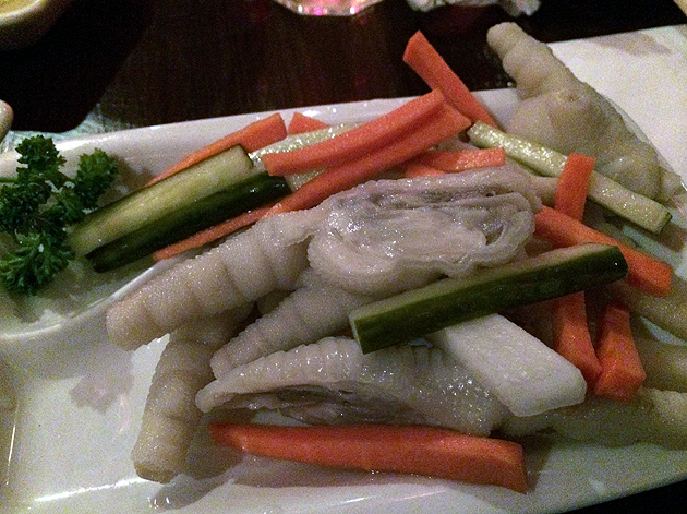 cold chicken feet at yum cha silks and spice