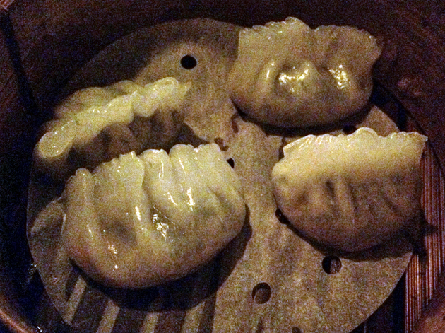 crab and samphire dumplings at opium