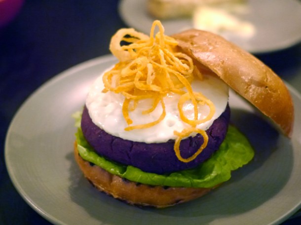 beetroot egg burger at tredwells