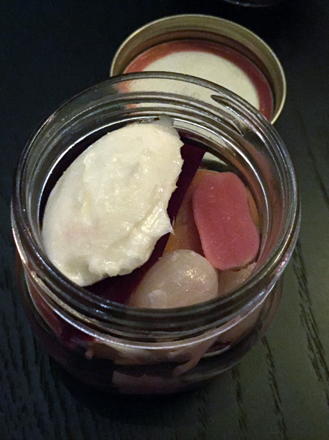 pickled vegetables and whipped lardo at tredwellss