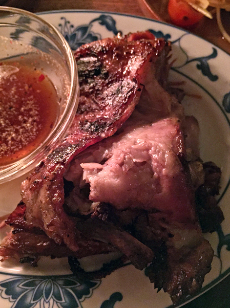 lamb ribs and belly at smoking goat