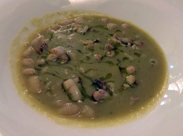 bean soup with sauteed squid at antico arco