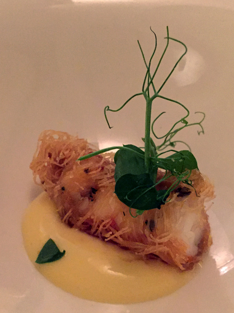 prawn with mango mousse amuse bouche at antico arco