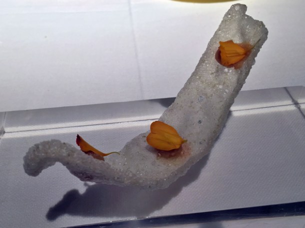 rice cracker topped with miso at pipero al rex