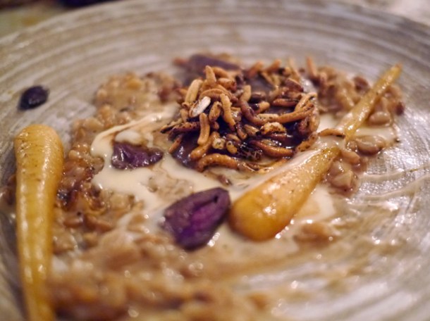 smoked pigeon with grains, parsnip and malt granola at the manor london