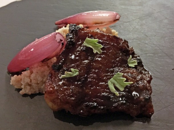 eel with spelt, caramelised onions and tomato and vinegar ice cream at metamorfosi