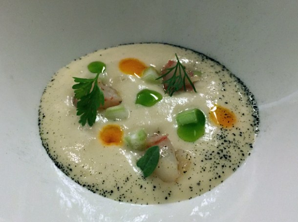 prawn and celery cream at metamorfosi